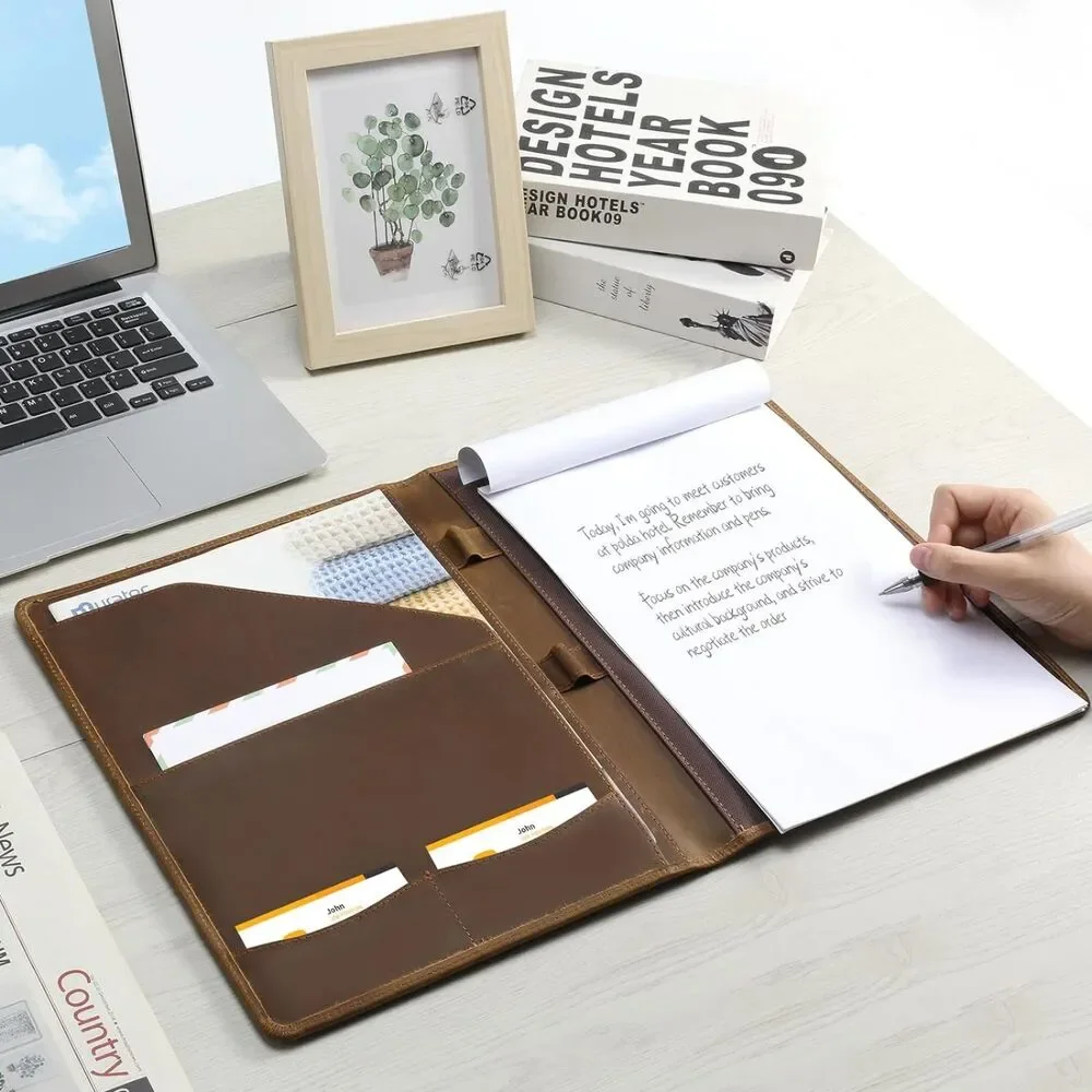 Genuine Leather Portfolio Organizer, Padfolio Business